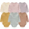 1-Piece Solid Color Unisex Baby Bodysuit Cotton Soft 0-24M Baby Onesies Long Sleeves Infant Clothes