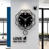 Polygonal Swinging Wall Clock with Swinging Function Suitable for Living Room Office Living Room Decoration Clock