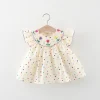 Cotton Baby Dress Flower Embroidery Comfortable Baby Dress Colorful Polka Dot Printed Dress