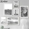 Black White Sea Beach Whale Lighthouse Wall Art Poster And Print Landscape Canvas Nordic Art Painting Modern Pictures Home Decor
