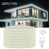 110V 220V COB LED Strip Outdoor Waterproof Decor 5/10/15/20M Neon Led Strip with EU UK US Plug Garden Lights For Kitchen Bedroom