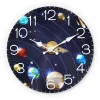 Universe Planet Pattern Wooden Wall Clock, 10-14inch Silent Wall Clocks, Aa Battery Powered, Suitable for Living Room, Bedroom, Office, Valentine's Day, Carnival, Ramadan Festival, (No Batteries)