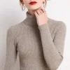 AOSSVIAO Women Turtleneck Sweater Knitted Soft Pullovers Basic Solid Color Warm Slim Sweaters Women Autumn Winter Casual Jumper