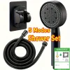 High-Pressure Handheld Shower Head with Stand and Hose - 5 Adjustable Water Flow Modes, Round Plastic Bathroom Accessory