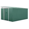 Garden Metal Storage Shed Outdoor Metal Tool House with Double Sliding Doors and 2 Air Vents, 11.3x9.2ft, Green