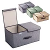 Non Woven Fabric Foldable Storage Box Large Double Lid With Cover Organizer Underwear Miscellaneous Items Bedroom Arrangement