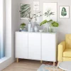 Getone White Sideboard, Kitchen Sideboard Storage Cabinet, Wooden Cupboard with 3 Doors 107x40x80cm