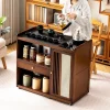 Mobile tea table Small tea table Kettle integrated tea cabinet Solid wood coffee table Tea cart Brewing tea table