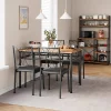 Retro Rectangular Dining Table Set with 4 Ergonomic Chairs, Metal Frame and Wooden Top - Perfect for Kitchen, Dining Room