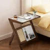 Mid-Century Boho Rattan Bamboo Storage Side/Table Acrylic Coffee Table Record Player Stand Small Spaces