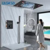 LED Shower Faucet Set Oversize Ceiling Mounted Mixer Taps Brass Waterfall Tub Spout Concealed Shower Systems For Bathroom Faucet