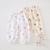 ‌100% Cotton Gauze Mosquito-Repellent Baby Pants Elastic Cuff Summer Lightweight Long Pants for Infant Toddler Boys Girls‌