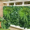 Artificial Grass Wall Panel with Flowers Artificial Plant Privacy Hedge Screen Grass Backdrop Greenery Wall Indoor Home Decratio