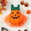 Baby Girl Cute And Sweet Pumpkin Shaped Patchwork Mesh Dress