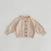 MILANCEL Baby Clothes Ruffle Collar Girls Sweaters Holllow Out Baby Knitwear