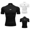 Summer Turtleneck Running T-shirts Mens Compression T Shirts Elastic Quick Dry Sports Tees Fitness Gym Short Sleeve Shirt
