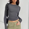 Women Casual Long Sleeve T-Shirts Spring Autumn Solid Slim Fit Pullovers Tees Shirts Female Streetwear Base Tees Tops Casual