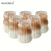 2/4/6PCS INS Glass Cup Heat-resistant Tumbler Drinkware Transparent Tea Juice Milk Coffee Mug Home Water Glasses Stripe Beer Mug