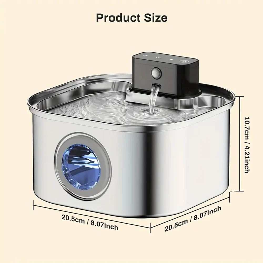 3.2L Recharge 5V USB Cat Water Fountain Automatic Sensor Stainless Steel Cat Dog Water Fountain Multiple Pet Drinking Bowls - Image 4