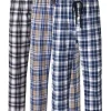 Men's 3Pcs Pajama Pants Cotton Plaid Pjs Sleeping Pants, Long Plaid Print Sleepwear Pajama Pants with Elastic Waist Homewear