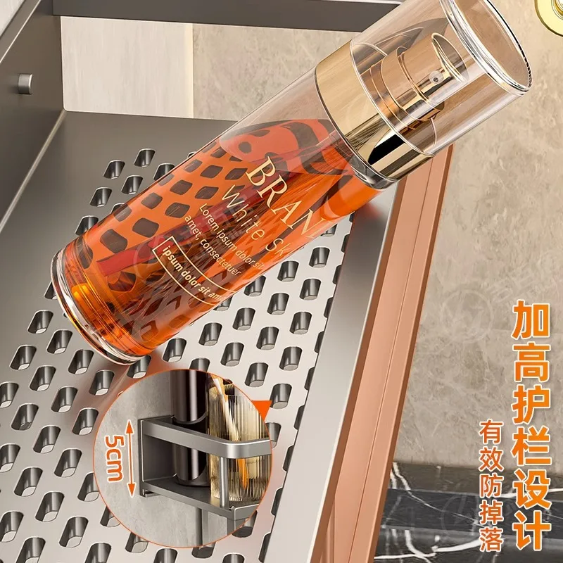 Wall-Mounted Storage Rack No-Drill Bathroom Vanity Shelf for Washroom Balcony Toilet - Organizer Shelf for Kitchen Bathroom - Image 4