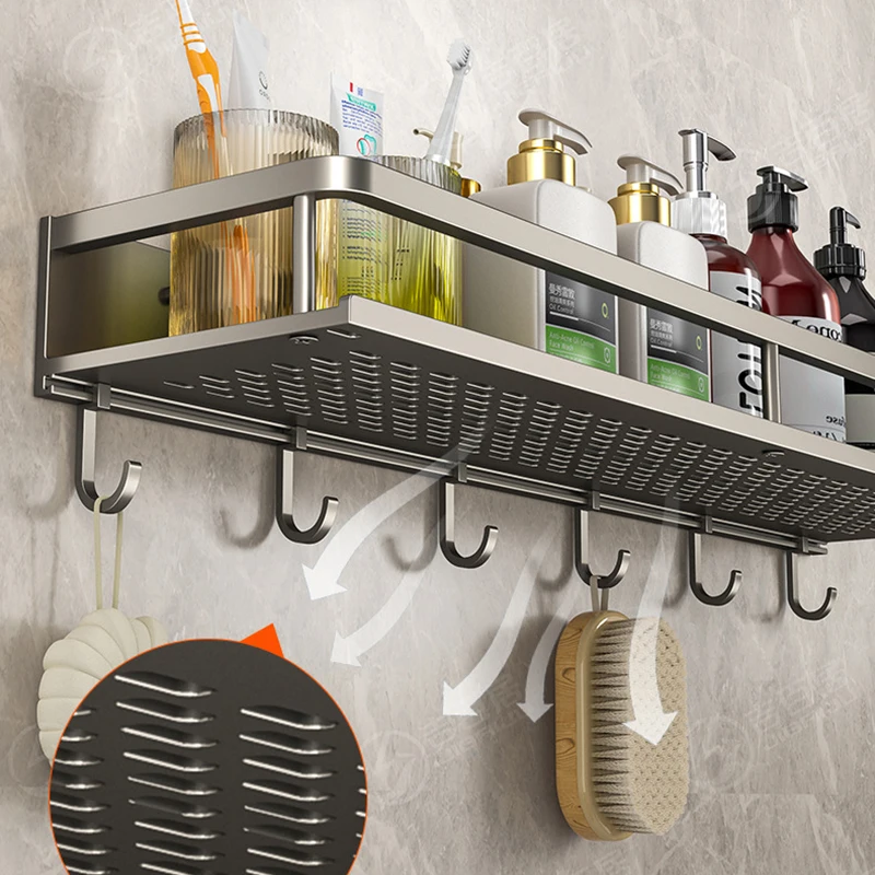 Wall-Mounted Storage Rack No-Drill Bathroom Vanity Shelf for Washroom Balcony Toilet - Organizer Shelf for Kitchen Bathroom - Image 6