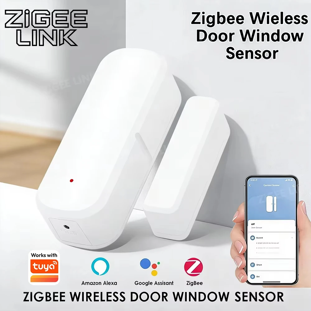 ZigBee Door Sensor Magnetic Contact Detector Real Time Alarm Security Monitor for Smart Home Works with Tuya Alexa Google Home